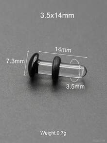 2 piezas de 14G-00G 10mm Grandes pendientes de aro de vidrio liso transparente con cabeza de hongo negra y anillos de silicona. Túneles y tapones de oreja de vidrio liso. Pendientes de barbell rectos para lóbulo, hélix, trago y cartílago. Pendientes de aro para mujeres y hombres, joyas corporales para regalo.