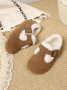 幼儿男童/女童防滑软底毛绒保暖休闲平底鞋，适合秋冬季