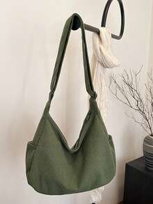 Bolso de mano de pana de unicolor, nueva bolsa de hombro de gran capacidad para hombres, bolso bandolera - Multicolor - Ver 11