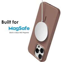 奢华亮面荧光液态硅胶手机壳，兼容 17 Air、16、15、14、13、12、17 Pro Max Plus，带磁吸软盖 - 棕色 - 查看 7