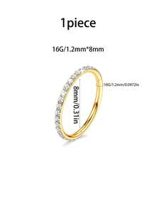 3件套高品质个性化316L不锈钢锆石鼻环，男女通用耳环，穿刺饰品，银色可选，尺寸：16G/18G/20G，内径：8mm/10mm - 3件套鼻環 - 查看 22