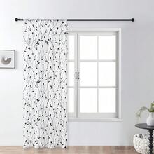 Floral Embroidered Sheer Curtain Simple White Transparent Curtain With Rod Pocket Embroidered Vine Floral Pattern Curtain Semi-Sheer Linen-Like Voile Curtain For Bedroom, Living Room
