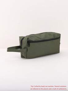 1 pieza Estuche de lápices de lona de unicolor personalizado con bordado multifuncional, estuche de lápices personalizado con texto personalizado - gran capacidad, bolsa de almacenamiento - perfecto para útiles escolares, esenciales de oficina, multifuncional