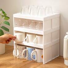 1 pièce Étagère de rangement pour tasses de placard, support empilable pour tasses de placard, grande capacité d'organisation et de rangement de cuisine, étagère de rangement en couches gain de place, support de rangement multifonction amovible pour tasses, mugs, couverts et ustensiles de cuisine