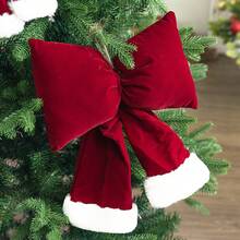 1 pieza Adorno de árbol de Navidad con lazo para exhibir en pared, chimenea, porche, boda, fiesta, decoración navideña, decoración de invierno para el hogar