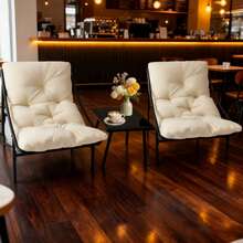 Small Table And Chairs Set Of 3, Garden Furniture Set, Balcony Furniture Set, Set Of 3, 2 Rocking Chairs + 1 Table With Cushions And Coffee Table, For Cafe, Patio, Balcony, Garden, 4 Colors To Choose From - White - View 6