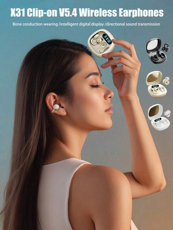 1 قطعة X31 سماعات رأس لاسلكية بتقنية بلوتوث مع شاشة LED، سماعات أذن استريو عالية الجودة بمادة ABS قابلة للشحن 200 مللي أمبير، مناسبة للهواتف الذكية والأنشطة الخارجية والأعمال والركوب والمساعدة السمعية والرياضة مع ميكروفون