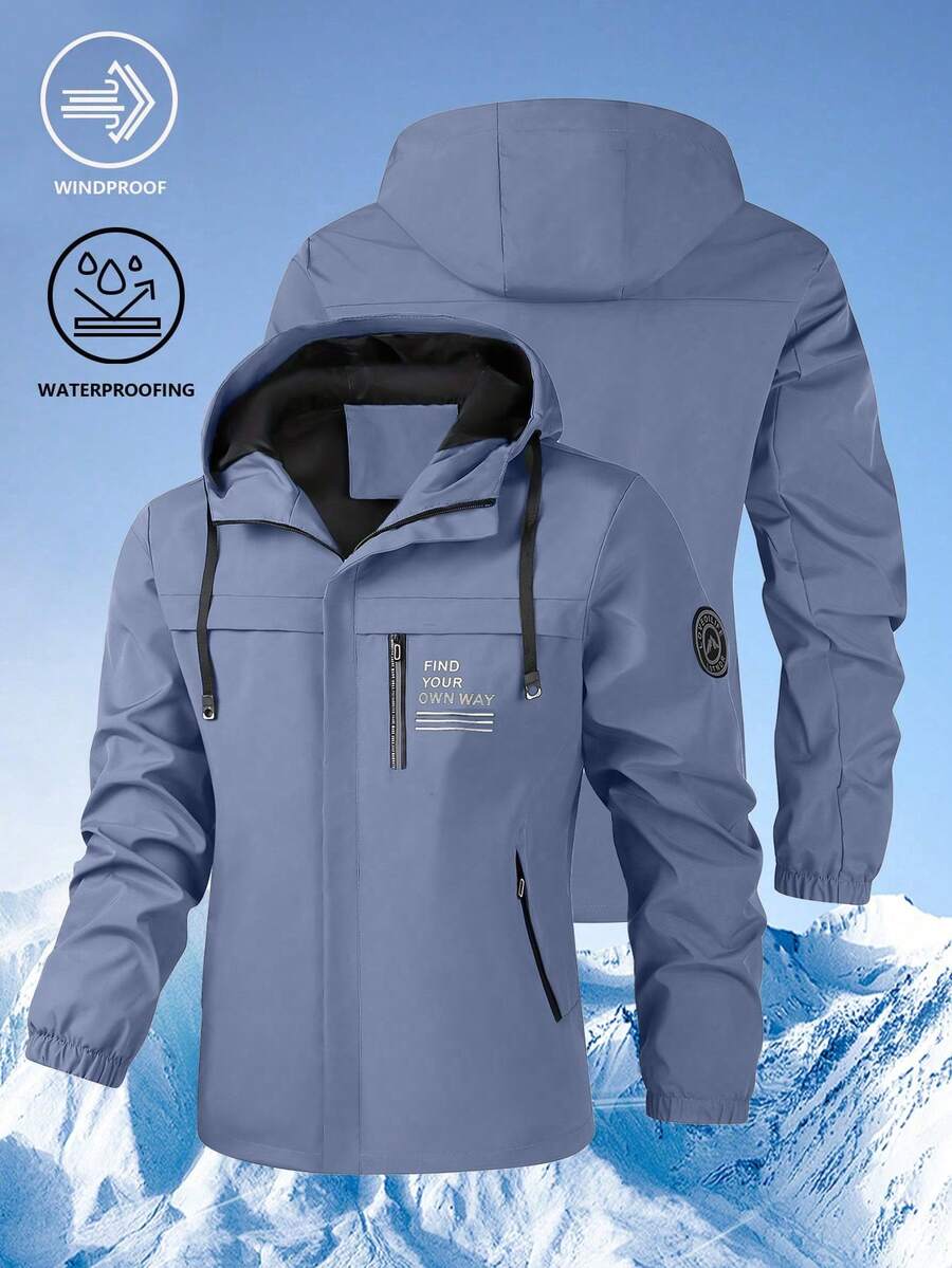 1pc Men's Outdoor Windbreaker Jacket, Water-Resistant Sports Coat, Suitable For Spring And Autumn