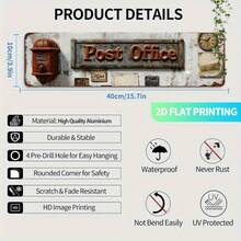 2D Flat, 1 Retro 'Post Office' Metal Sign - 15, 7x3, 9inch Aluminum Wall Decoration, Pre-Cast Hole, Farmhouse, Porch - Easy To Hang, No Electricity Required, Unique Friends And Family, Farmhouse Wall Art| Vintage Wall Sign| Durable Wall Art, Metal Wall Art Decoration, 2D Flat