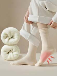 6 Pairs Unisex Winter Thick Thermal Lined Warm Socks, Heat Retaining, Soft & Thick, Suitable For Women Indoor/Sleepwear