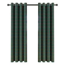 1pc Perforated Christmas Retro American Style Blackout Curtain, Green Plaid Pattern, Suitable For Living Room And Bedroom, New Year