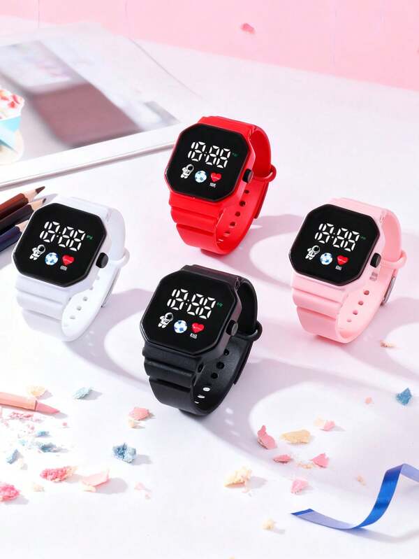 1 pieza Reloj electrónico de moda con LED para niños, con pantalla de hora y fecha, adecuado para adolescentes, regalo ideal para niños, apto para uso diario, escuela y deportes