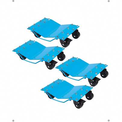 4 Tire Wheel Dolly Car With 8000 Lbs Capacity, Manganese Steel Heavy Duty Car Mover Wheel Dollies Set Of 4 With Antiskid Plate & 360 Degree Rotatable Wheel, 16"*13", Blue
