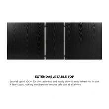 SUN YEE 160cm Extendable Dining Table Wooden Rectangular Kitchen Table Black - Black - View 3