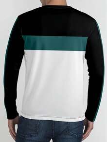 男士休闲圆领T恤和抽绳裤套装，秋冬 - 彩色 - 查看 4