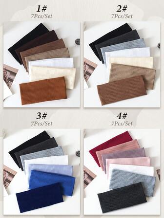 7件套女士纯色条纹发带，用途广泛，适合化妆、运动、休闲、秋季佩戴，是女士发饰、美发工具、美发用品、美容配件、圣诞礼物、成人圣诞礼物、成人圣诞礼物、美发用品、圣诞礼物、成人圣诞发饰、女士礼物创意、美容圣诞礼物、圣诞节