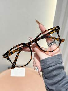 1pc Unisex Fashion Plastic Glasses, Solid Color Pattern, Casual Style, Oval Frame Shape, Suitable For Daily Commute, Hiking, Study, Party, Back To School, Street Photography, Outfit Matching, Great Gift, Fits All Face Shapes, High Quality Glasses