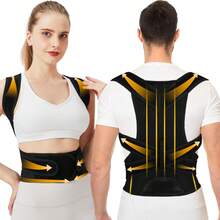 ComfortFit 秋冬季男女通用姿势矫正器 - 可调节、透气矫形支具 - 无缝设计，支撑上背部、脊柱、颈部和肩部 - 适合日常佩戴，稳定锁骨 - 促进健康姿势，防止驼背 - 黑色 - 查看 3