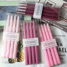 4pcs 10-Inch Spiral Candles, Light/Dark Pink/Muted Color Series, Suitable For Home Decor, Wedding Decor, Dining Table Decor, Best Friend Gifts, Women's Gifts, Winter Gifts, Birthday Decor, Candlelight Dinner, Candle Holders, Formal Dinner, Wedding - Multicolor - View 5