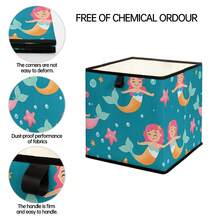 1 pieza Caja de almacenamiento abierta con estampado de sirena de dibujos animados, organizador apilable, diseño resistente y de múltiples usos que ahorra espacio para el hogar, dormitorio, organización del hogar, almacenamiento debajo de la cama