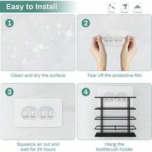 Adhesive Toothbrush Holder Wall Mounted Suction Toothpaste Organizer Cup For Shower Razor Holder Caddy Tray Storage Stand With Drainage White Restroom Bathroom Accessories And Decor - 2 ô + Đen - Xem 6