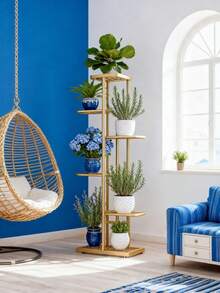 6/5/4 Tier Plant Stand - Home Garden Decor & Plant Storage Rack - Creative Pot Organizer Stunning Design, Perfect For Indoor/Outdoor Decor Space-Saving Indoor/Outdoor Plant Stand - 六層金色 - 查看 6