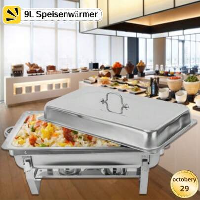 9L Edelstahl -Scheuergericht zum Catering, Buffets und Veranstaltungen mit tropfloser Wasserpfanne und elegantes Spiegel Finish