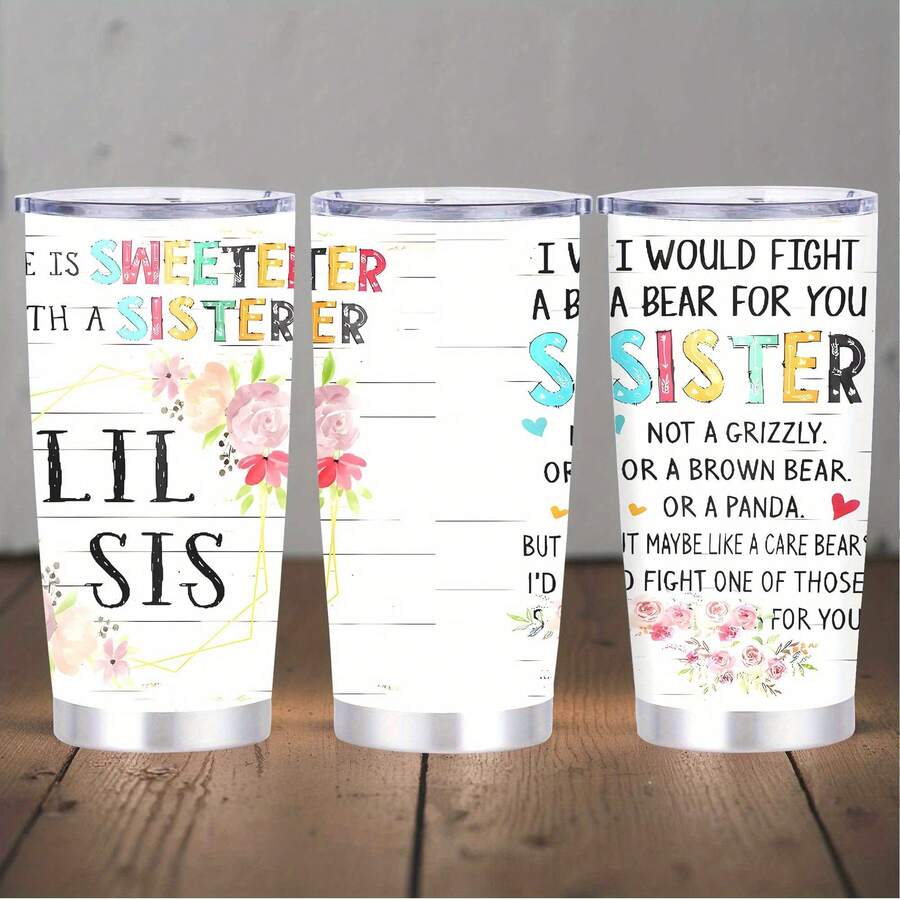 1pc 20 Oz Stainless Cup, Sisters' Unicorn Sippers, Ergonomic Shape Fits Comfortably In Hand, Water Bottle For Girls, Beach Day Refreshment, Gifts For Women, Mom, Friend, Sister, Stainless Steel Tumbler