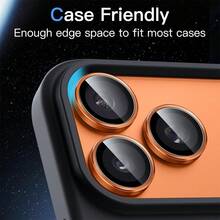 ZYONS Set de 3 películas protectoras de metal con diseño de anillo de estrella naranja para el objetivo de la cámara, ajuste perfecto, película protectora circular para el objetivo trasero de la cámara, compatible con iPhone 17 Pro Max/17 Air/16 Pro Max/16 Pro/16 Plus/16/16E/15/14/13 Mini/12/11 - Naranja - Ver 6