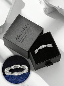 优雅奢华的 CZ 镶嵌几何水钻戒指，含礼品盒，适合女性婚礼、订婚和节日送礼