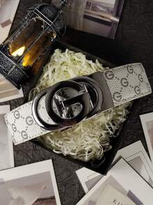 1 Stück Herren Mode Lässig Business vielseitiger Gürtel mit Buchstaben Design, ideal für Feiertage, Valentinstag Essentials, geeignet für Familie, Geschenke, Urlaub und Feste, tolles Urlaubsgeschenk