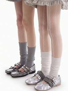 1 Pair Women Solid Color Ribbed Leg Warmers, Summer Thin Ankle Leg Warmers, Knit Stocking, Ballet Style Calf Leg Warmers, Suitable For Halloween, Cosplay, Music Festivals, Casual Gatherings, Dates, Parties As Fashionable Accessories, Y2k, Cozy