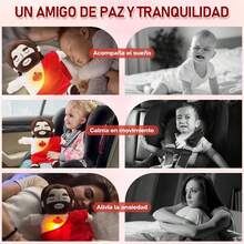 2025 Nuevo Peluche de Jesus Que Respira, Jesús Peluche para La Ansiedad, Jesús de Peluch Que Respira con Música y Luces, Suave Dios d Muñeco para Dormir, Niños y Niñas (Rojo) - Rojo - Ver 6