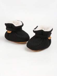 Infant Unisex Infant Cozy Fleece And Faux Sherpa Booties - Black - View 6