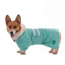 1pc Quick Drying Dog Bathrobe, Dog Embroidered Towel Bathrobe Robe, Super Absorbent Pet Bathrobe With Adjustable Belly Band, Soft Fabric With Embroidery Craft - Multicolor - View 37