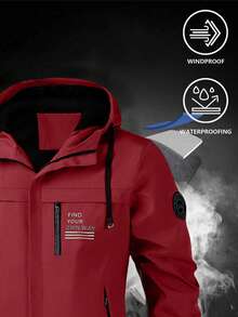 1 pieza Chaqueta cortavientos para hombre para exteriores, abrigo deportivo resistente al agua, adecuado para primavera y otoño - Rojo - Ver 4
