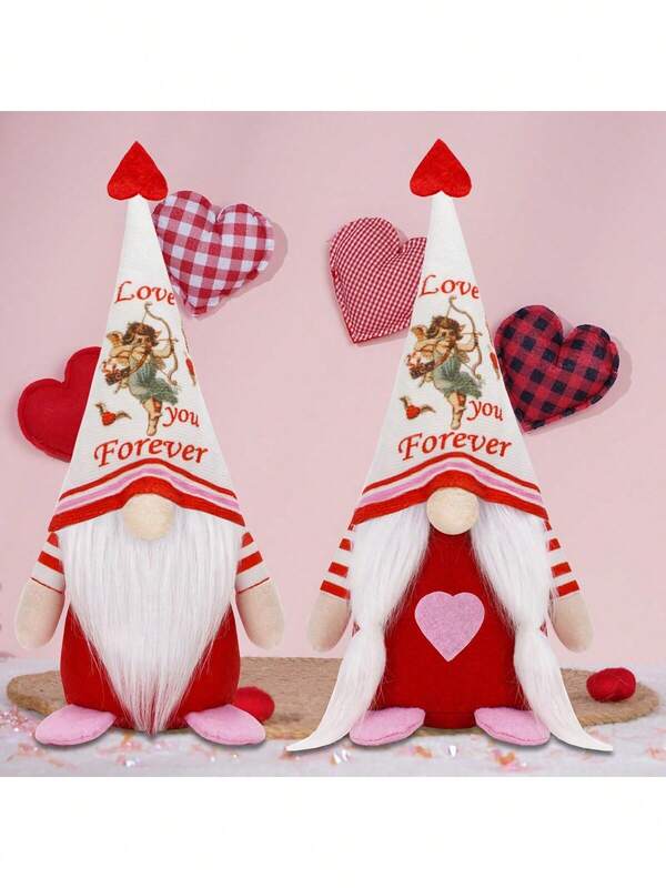 Fairycore Valentine's Day Cupid Heart Gnome Plush | Romantic Wedding Room Decor/Couple Gift