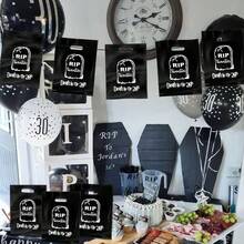 10/20/50个“告别我的20岁”30岁生日派对礼品袋，男女通用“我的青春葬礼”趣味生日装饰 - 黑色 - 查看 5