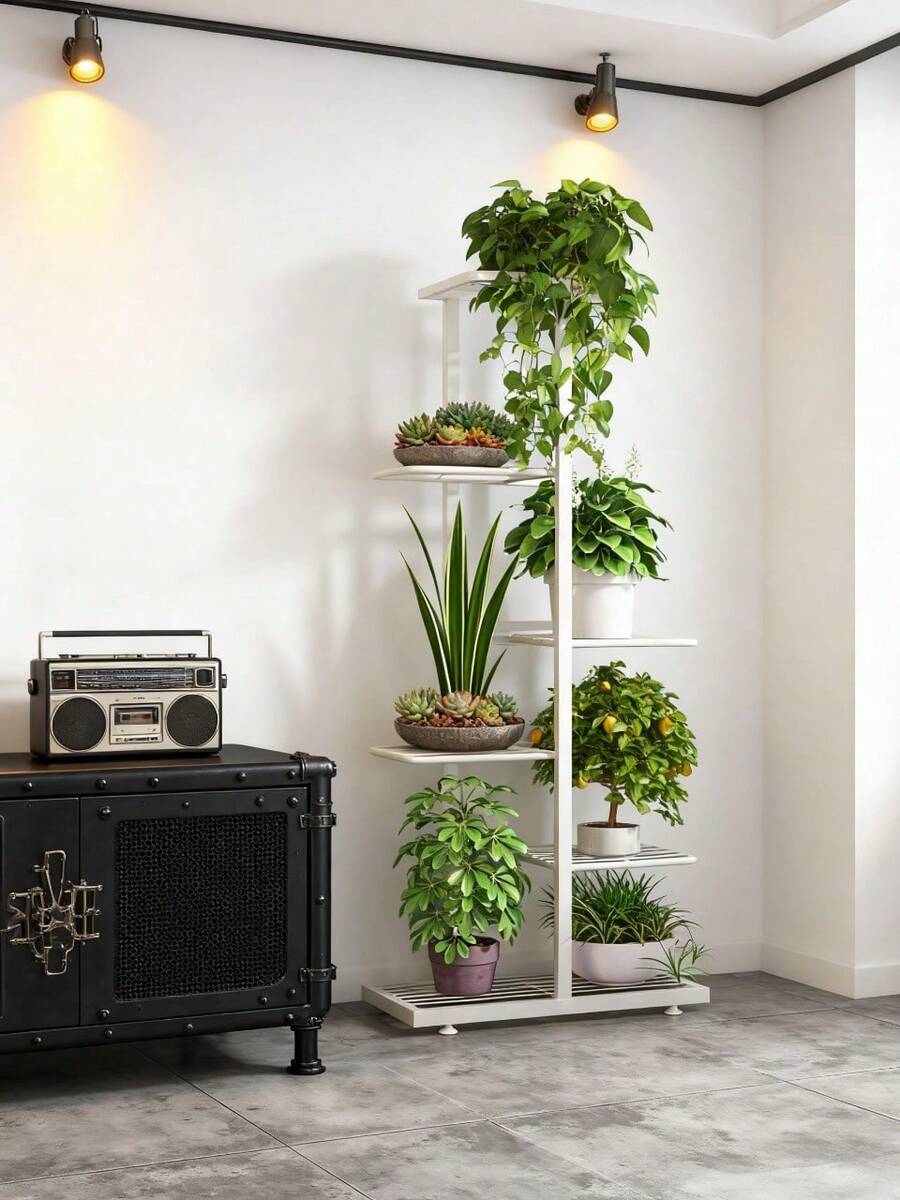 6/5/4 Tier Plant Stand - Home Garden Decor & Plant Storage Rack - Creative Pot Organizer Stunning Design, Perfect For Indoor/Outdoor Decor Space-Saving Indoor/Outdoor Plant Stand - Sáu lớp màu trắng - Xem 1