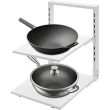 HYYKJ-US Pot Rack Organizer, Adjustable Pot Pan Stand Organizer Rack, Detachable Kitchen Pan Holder Organiser Stand For Kitchen Counter Cabinet (White, 2 Tiers) - White - View 9