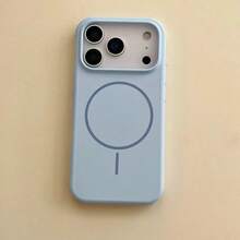 Luxury Glossy Fluorescent Liquid Silicone Phone Case, Compatible With IPhone 17 Air, 16, 15, 14, 13, 12, 17 Pro Max Plus, With Magnetic Soft Cover - Far Peak Blue - View 4