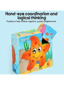 Wooden Block Puzzle Toddler 1-3-5 Years Kid Montessori Learning Games Educational Interactive Toys, Preschoolers Cube Puzzle