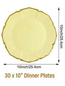 10 piezas/30 piezas/50 piezas Platos de papel amarillos de 9 pulgadas para verano - Platos desechables de limón para fiestas, excelentes para servir pasteles/ensaladas en duchas nupciales, cumpleaños, bodas y decoración de fiestas de verano - Amarillo - Ver 12