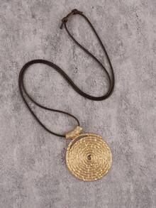 1pc Minimalist Spiral Disc Alloy Pendant Necklace, High-End Unique Personalized Unisex Couple Necklace