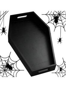 1 pièce/2 pièces Plateau en bois noir, pour la décoration de la maison, du salon, du bureau. Contenant gothique pour la cuisine, la nourriture, la vanité, le maquillage, le parfum, le rangement des bijoux, le service de table pour les desserts, les plateaux de service et les plats, la décoration de Noël