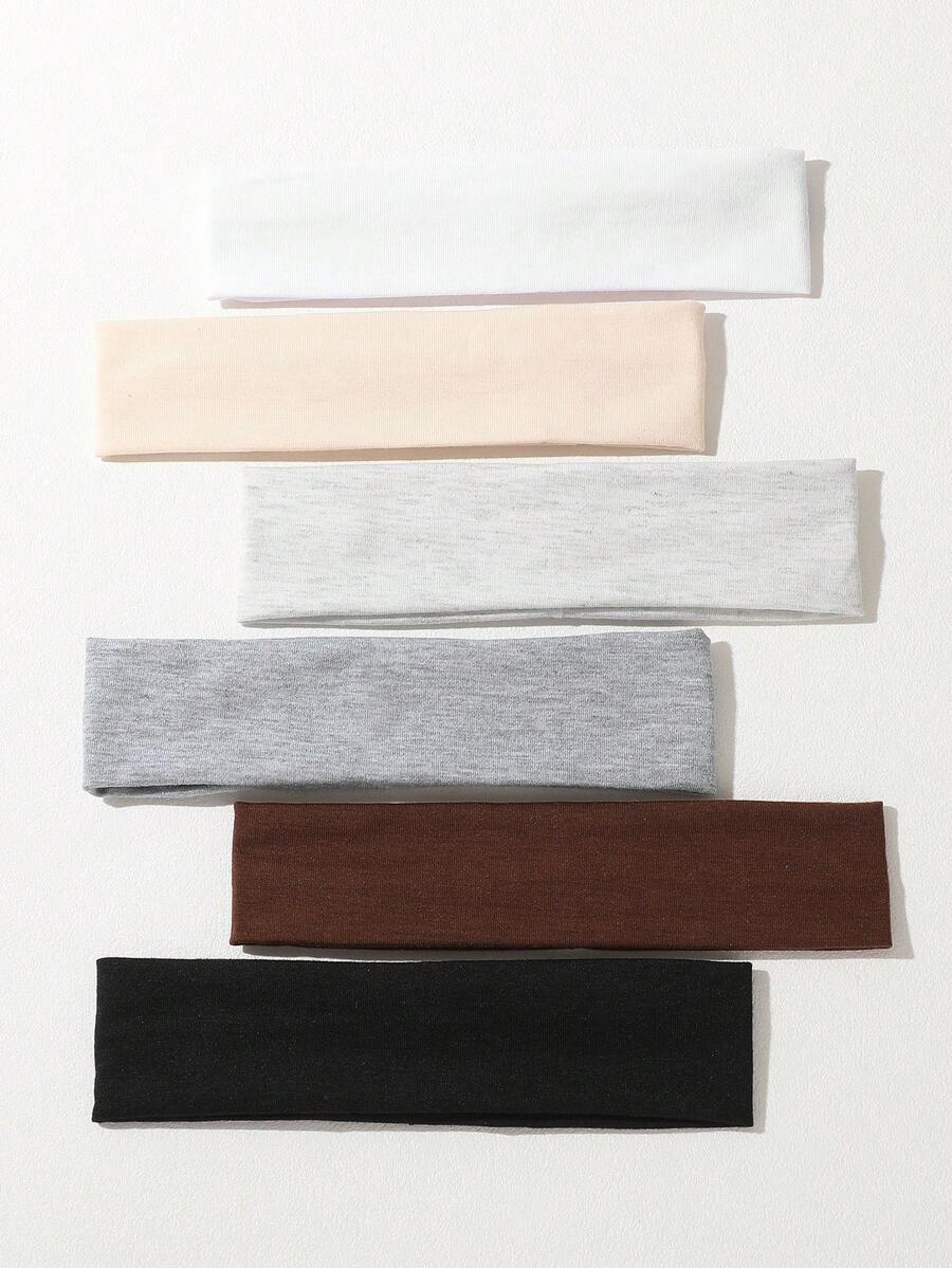 6 件/1 件女士纯色弹力运动头带，吸湿排汗，时尚瑜伽跑步日常佩戴发饰冬季围巾保暖发带女士头巾