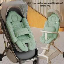 1 Stück universelle grüne Babywagen Baumwollauflage, universelle Plüschkissen Kinderwagensitzauflage, dicke warme Rückenlehnen-Kissen, atmungsaktive rutschfeste Matte für Babys
