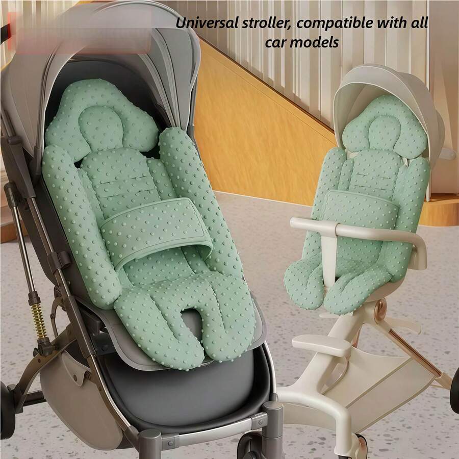 1 Stück universelle grüne Babywagen Baumwollauflage, universelle Plüschkissen Kinderwagensitzauflage, dicke warme Rückenlehnen-Kissen, atmungsaktive rutschfeste Matte für Babys