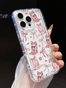 Western 1pc Boho Bowknot Floral Pattern Airbag Anti-Slip Soft Phone Case Compatible With IPhone 11/12/13/14/15 Pro Max, 15/15 Pro Max, 16/16 Pro/16 Pro Max, 17/17 Air/17 Pro Max