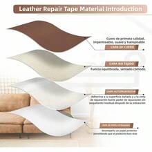Parche de Reparación de Cuero/Piel Autoadhesivo - Kit de Cuero Vinílico 3M +, Ideal para Muebles/Sofás/Asientos de Coche, Reparación Invisible de Arañazos/Roturas 10x160cm (Marrón) - Marrón - Ver 5